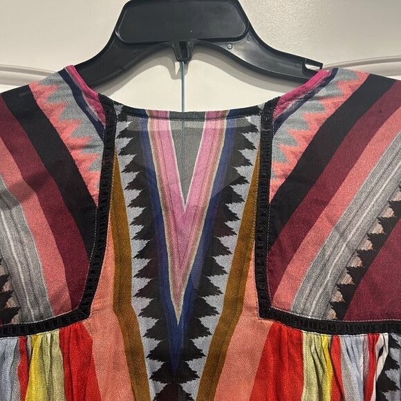Anthropologie x Bl^nk London Miranda Peasant‎ Geometric Blouse Women’s Size XS - Picture 3 of 8